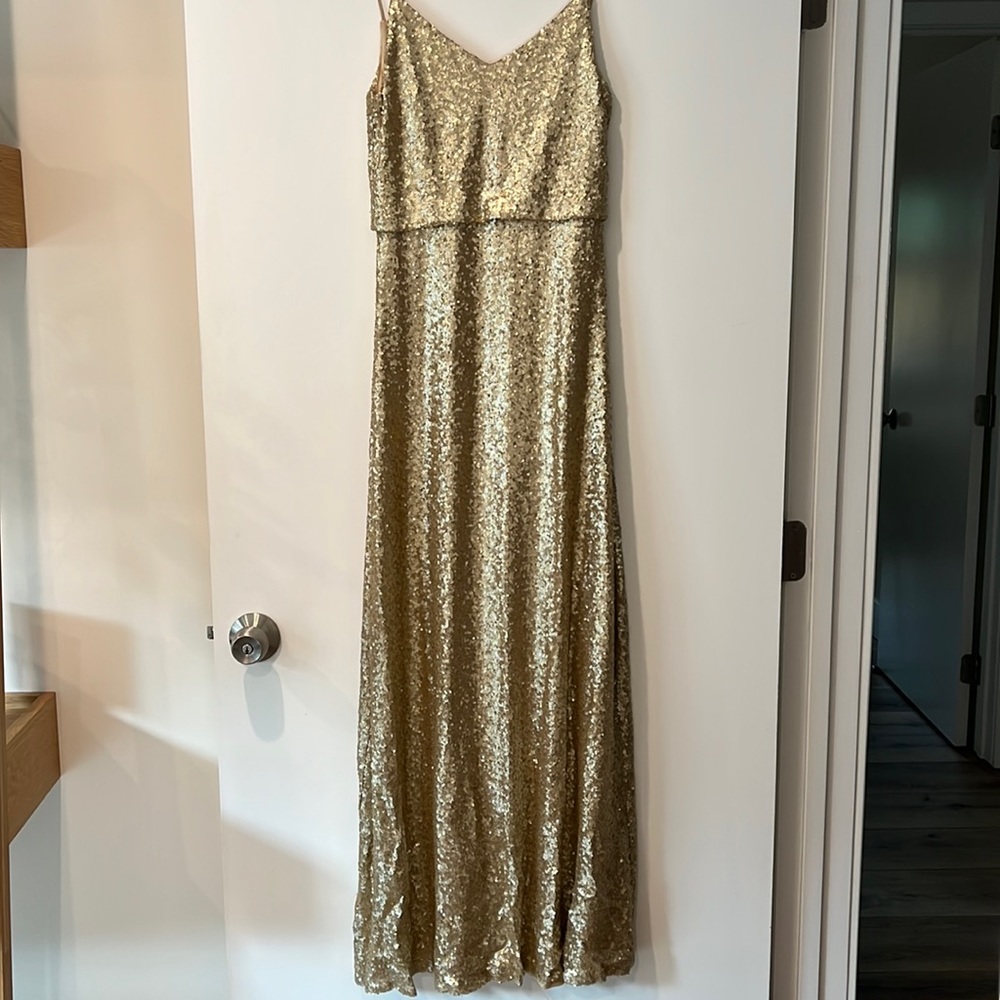 Jenny Yoo Gold Sequin Jules Dress/Gown